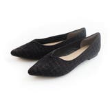 ブラック(ツイード) | Vカット デザインパンプス レディース | AmiAmi