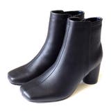 ブラック(スムース) | 円柱ヒール ショートブーツ レディース | AmiAmi