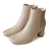 グレージュ(スムース) | 円柱ヒール ショートブーツ レディース | AmiAmi