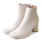 アイボリー(スムース) | 円柱ヒール ショートブーツ レディース | AmiAmi