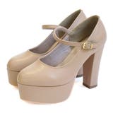 ベージュ(スムース) | 厚底 ストラップ ハイヒール パンプス | AmiAmi