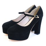 ブラック(スエード) | 厚底 ストラップ ハイヒール パンプス | AmiAmi