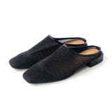 ブラック(メッシュ) | スクエアトゥ ロングノーズ ミュール レディース | AmiAmi