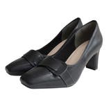ブラック(スムース) | スクエアトゥ プレートヒール パンプス レディース | AmiAmi