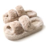 ピンクベージュ | 厚底 ファー サンダル レディース | AmiAmi