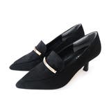 ブラック(スエード) | ラインモチーフ ローファー パンプス レディース | AmiAmi