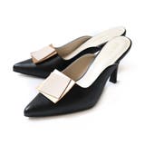 ブラック(スムース) | プレートモチーフ ミュール レディース | AmiAmi