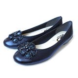 ネイビー | 日本製 フラワーモチーフ パンプス レディース | AmiAmi