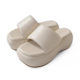 アイボリー(スムース) | 厚底 パデット サンダル レディース | AmiAmi