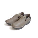 グレージュ×ダークブラウン | 本革 ウォーキングシューズ レディース | AmiAmi