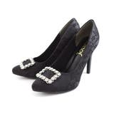 ブラック(レース) | ビジュー ハイヒール パンプス レディース | AmiAmi