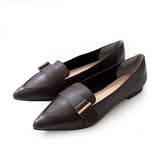 ダークブラウンスムース(ベルト) | ポインテッドトゥ フラット パンプス レディース | AmiAmi