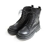 ブラック(スムース) | 厚底 レースアップ ブーツ レディース | AmiAmi