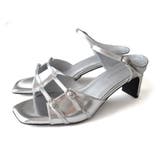 シルバー(スムース) | ダブルストラップ ミュール レディース | AmiAmi