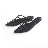 ブラック(スムース) | ローヒール ウェッジ ストラップ サンダル レディース | AmiAmi