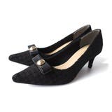 ブラック(ツイード) | リボン パンプス レディース | AmiAmi