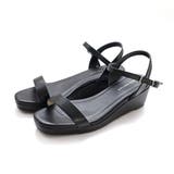 ブラック(スムース) | ウェッジソール ストラップ パンプス レディース | AmiAmi