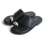 ブラック(スムース) | サムリング フラット サンダル レディース | AmiAmi