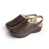 ダークブラウン | 本革 ウェッジソール サボ サンダル レディース | AmiAmi