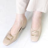 ベージュ(ヌメ) | 日本製 バックル パンプス レディース | AmiAmi