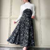 線画花柄プリントコルセットワンピース[品番：AMTW0005348