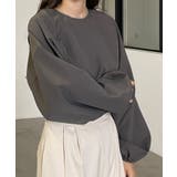 チャコール | Louere ギャザーボリュームスリーブブラウス | Louere