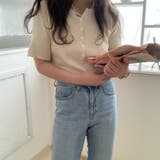 ベージュ | リブ半袖ニットカーディガン | LAUIR