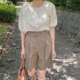 キャメル | ウエストデザインハーフパンツ | LAUIR
