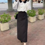 ブラック | バックゴムロングペンシルスカート | LAUIR