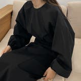 ブラック | Louere ギャザーボリュームスリーブブラウス | Louere