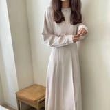 アイボリー | ウエスト切替タックロングワンピース | LAUIR