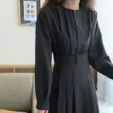 ブラック | ウエスト切替タックロングワンピース | LAUIR