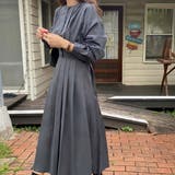 ダークグレー | ウエスト切替タックロングワンピース | LAUIR