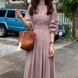 ピンクベージュ | ウエスト切替タックロングワンピース | LAUIR