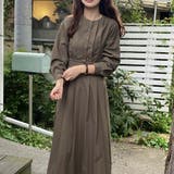 カーキ | ウエスト切替タックロングワンピース | LAUIR