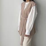 Louere ノーカラーVネックベルト付きベスト | Louere | 詳細画像19