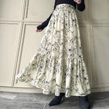 クリーム | 花柄ティアードスカート | JUNOAH