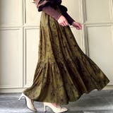 ブラウン | 花柄ティアードスカート | JUNOAH