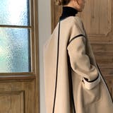 オーバーサイズ ムートンパイピングノーカラーコート ビッグシルエット | JUNOAH | 詳細画像3