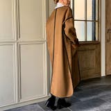 オーバーサイズ ムートンパイピングノーカラーコート ビッグシルエット | JUNOAH | 詳細画像14