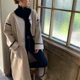 オーバーサイズ ムートンパイピングノーカラーコート ビッグシルエット | JUNOAH | 詳細画像4