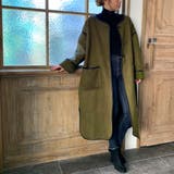 オーバーサイズ ムートンパイピングノーカラーコート ビッグシルエット | JUNOAH | 詳細画像6