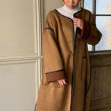 オーバーサイズ ムートンパイピングノーカラーコート ビッグシルエット | JUNOAH | 詳細画像9