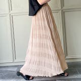 ベージュ | シャーリングプリーツマキシ丈スカート | JUNOAH