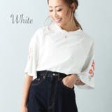 ホワイト | Tシャツ 花柄刺繍 新作 | JUNOAH