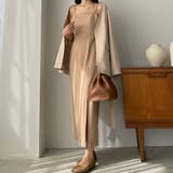 ベージュ | Louere 深スリットハイウエストキャミワンピース | Louere