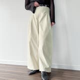 アイボリー | フロントデザインツータックワイドパンツ | JUNOAH