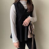 Vネックペプラムノースリーブトップス | JUNOAH | 詳細画像2