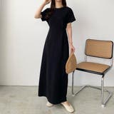 ブラック | callautia ウエストタックカットワンピース | JUNOAH