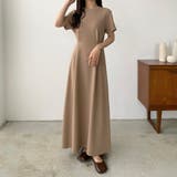 ベージュ | callautia ウエストタックカットワンピース | JUNOAH